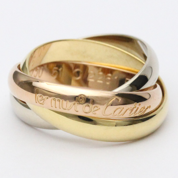 CARTIER Jewelry - Polished CARTIER Trinity #51 US 5 3/4 TriColor 18K YG PG WG 750 Ring BF556433